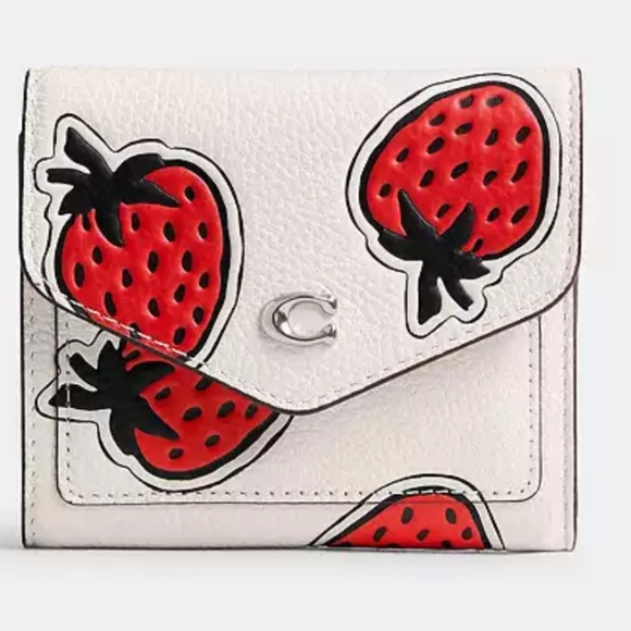 Authentic Wyn Small Wallet With Strawberry Print - Picture 1 of 3